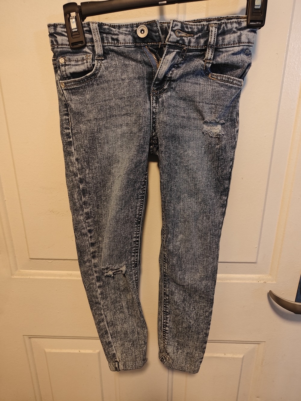 Kids Acid Wash Stretch Jeans - Blue
